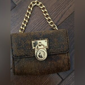 Michael Kors  Brown mini Clutch with Gold Chain